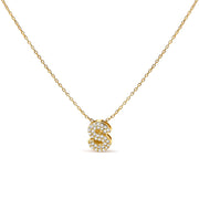 10K White Gold Diamond Accent "A" Initial Bubble Pendant Necklace