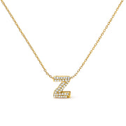 10K White Gold Diamond Accent "A" Initial Bubble Pendant Necklace