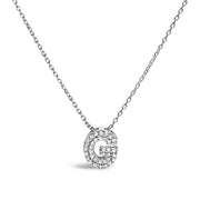 10K White Gold Diamond Accent "A" Initial Bubble Pendant Necklace