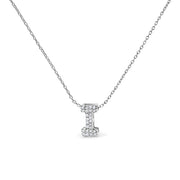 10K White Gold Diamond Accent "A" Initial Bubble Pendant Necklace