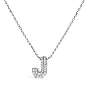 10K White Gold Diamond Accent "A" Initial Bubble Pendant Necklace