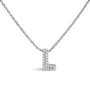 10K White Gold Diamond Accent "A" Initial Bubble Pendant Necklace