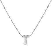 10K White Gold Diamond Accent "A" Initial Bubble Pendant Necklace