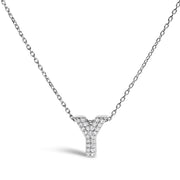 10K White Gold Diamond Accent "A" Initial Bubble Pendant Necklace