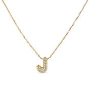 10K White Gold Diamond Accent "A" Initial Bubble Pendant Necklace