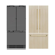 ZLINE 36" Panel Ready Built-In Bottom Freezer Refrigerator,Water Dispenser, Ice Maker,Graphite Gray, Gold GRBIVZ-36-G
