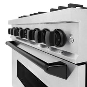 ZLINE 36"Classic Gas Range, Convection Gas Oven, DuraSnow® Stainless Steel, Matte Black CGRSZ-36-MB