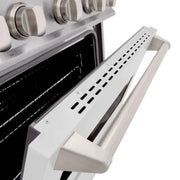 ZLINE 30" Dual Fuel Range, Gas Cooktop, Electric Convection Oven DuraSnow® Stainless Steel, White Matte Door CDRS-WM-30