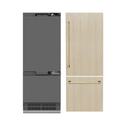 ZLINE 30" Panel Ready Built-In Bottom Freezer Refrigerator,Water Dispenser, Ice Maker,Graphite Gray, Gold GRBIVZ-30-G
