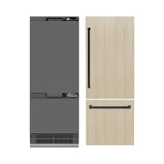 ZLINE 30" Panel Ready Built-In Bottom Freezer Refrigerator,Water Dispenser, Ice Maker,Graphite Gray, Matte Black GRBIVZ-30-MB