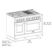 ZLINE 48" Select Dual Fuel Range Gas Cooktop Electric Convection Oven Stainless Steel Brass Burners HDR-BR-48