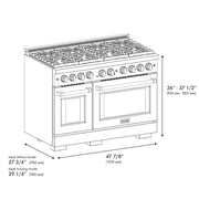 ZLINE 48"Gas Range, Convection Oven White, Matte Black, SGRZ-WM-48-MB