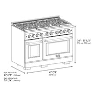 ZLINE 48"Paramount Dual Fuel Range White Matte Matte Black SDRZ-WM-48-MB