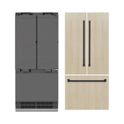 ZLINE 36" Panel Ready Built-In Bottom Freezer Refrigerator,Water Dispenser, Ice Maker,Graphite Gray, Matte Black GRBIVZ-36-MB