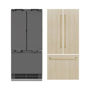ZLINE 36" Panel Ready Built-In Bottom Freezer Refrigerator,Water Dispenser, Ice Maker,Graphite Gray, Champagne Bronze GRBIVZ-36-CB