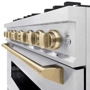 ZLINE 36" Classic Gas Range, Convection Gas Oven DuraSnow® Stainless Steel, Champagne Bronze CGRSZ-36-CB