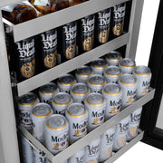 ZLINE 24" Touchstone 151 Can Beverage Fridge White Matte Glass Door Polished Gold Handle RBSOZ-WM-24-G