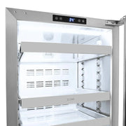 ZLINE 24" Touchstone 151 Can Beverage Fridge DuraSnow® Stainless Steel Glass Door Polished Gold Handle RBSOZ-SN-24-G