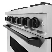 ZLINE 36" Dual Fuel Range, Gas Cooktop, Electric Convection Oven Stainless Steel, Matte Black CDRZ-36-MB