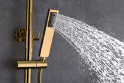 Gold Thermostatic Shower Set with Digital Display, Hand Shower, Tub Spout - 3 Functions