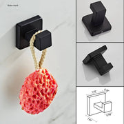 Luxurious 4-Piece Stainless Square Matte Black Bathroom Hardware Set: Towel Bar, Towel Ring, Toilet Paper Holder, Robe Hook, and Tower Holder - Wall Mounted