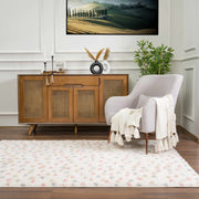 Cansu Pink & Cream Dotted Area Rug