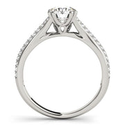 14k White Gold Double Prong Multirow Band Diamond Engagement Ring (1 1/8 cttw)