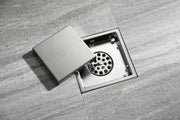 Brushed nickel stainless floor drain 6x6inch