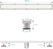 Brushed nickel Linear shower drain stainless steel material 24 inch with tile insert 2-in-1 cover with hair strainer and adjustment feet