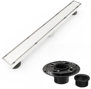 Brushed nickel Linear shower drain stainless steel material 24 inch with tile insert 2-in-1 cover with hair strainer and adjustment feet