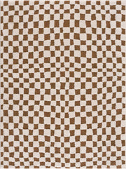 Lajos Brown Checkered Shag Rug