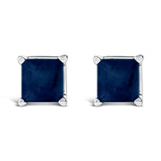 14K White Gold 5x5MM Princess Cut Purple Amethyst Solitaire Stud Earrings