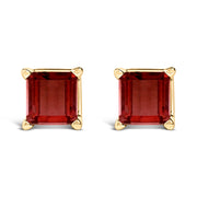 14K White Gold 5x5MM Princess Cut Purple Amethyst Solitaire Stud Earrings