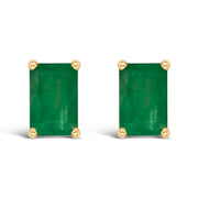 14K White Gold 6x4MM Emerald Shaped Amethyst Solitaire Stud Earrings
