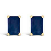 14K White Gold 6x4MM Emerald Shaped Amethyst Solitaire Stud Earrings