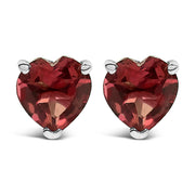 14K White Gold 5MM Heart Cut Purple Amethyst Solitaire Stud Earrings