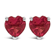 14K White Gold 5MM Heart Cut Purple Amethyst Solitaire Stud Earrings