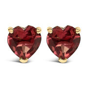 14K White Gold 5MM Heart Cut Purple Amethyst Solitaire Stud Earrings