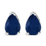 14K White Gold 6x4MM Pear Shaped Purple Amethyst Solitaire Stud Earrings