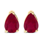 14K White Gold 6x4MM Pear Shaped Purple Amethyst Solitaire Stud Earrings