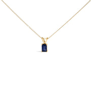 14K White Gold 6x4MM Emerald Cut Purple Amethyst Solitaire Pendant Necklace