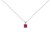 14K White Gold 5x5 MM Square Shaped Purple Amethyst Solitaire Pendant Necklace
