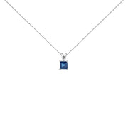 14K White Gold 5x5 MM Square Shaped Purple Amethyst Solitaire Pendant Necklace