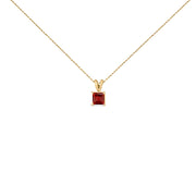 14K White Gold 5x5 MM Square Shaped Purple Amethyst Solitaire Pendant Necklace
