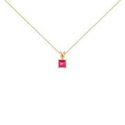14K White Gold 5x5 MM Square Shaped Purple Amethyst Solitaire Pendant Necklace