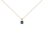 14K White Gold 5x5 MM Square Shaped Purple Amethyst Solitaire Pendant Necklace