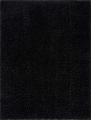 Faina Solid Black Shag Rug Washable