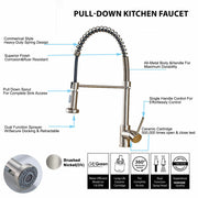 Brushed Nickel Pull Out Spray Spring Kitchen Sink Tap Single Lever Mixer Faucet
