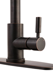 Oil Bronze High Arc Kitchen Sink Faucet with Pull Down Spray and Deck Plate