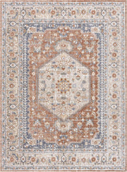Gael Rust Flat Pile Washable Rug